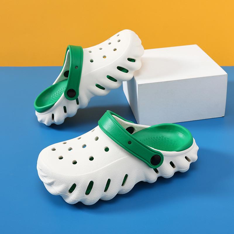 

Cartoon Adorable Panda Childrens Clogs Summer Nonslip Breathable Beach Sandals White Green Board,30/31