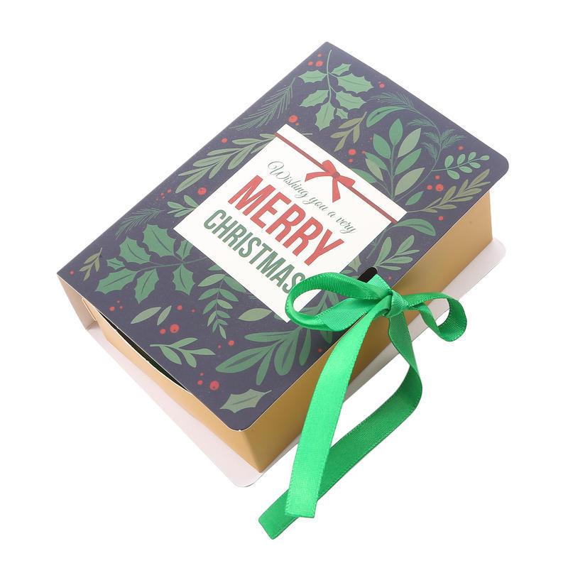 5 Stück Buchform Frohe Weihnachten Süßigkeitenboxen Tasche Weihnachten Weihnachtsmann Geschenkbox Party Dekorationszubehör Weihnachts-Plätzchenbox