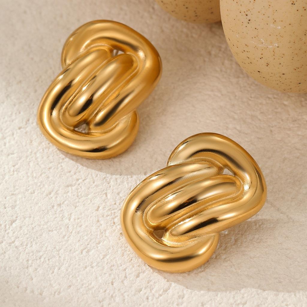 GEMCHIC Women's Stainless Steel Geometric Earrings Gold Silver Fashion Statement Studs