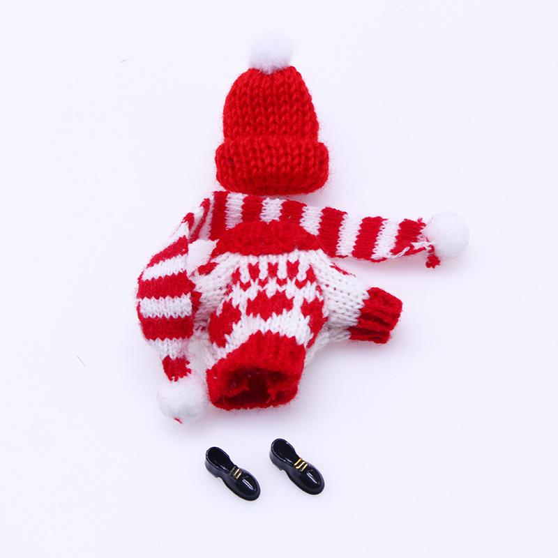 1Set Dollhouse Mini Knitted Sweater Hat Scarf Shoes Christmas 5Cm Doll Clothes Dolls Accessories