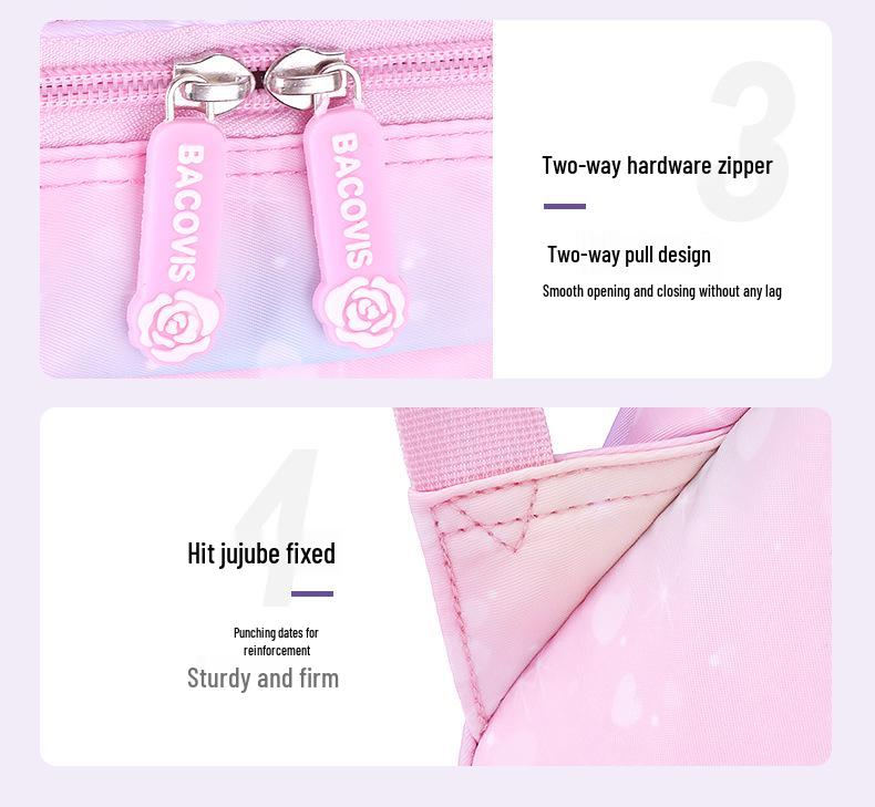 Rainbow-Design Large Capacity Backpack for Girls, Grades 1-6