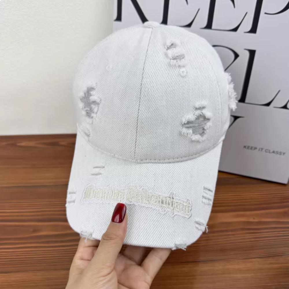 Distressed Baseball Cap Washed Cotton Wide Brim Embroidery Letter Hat for Men Women Outdoor Casual Sun Cap