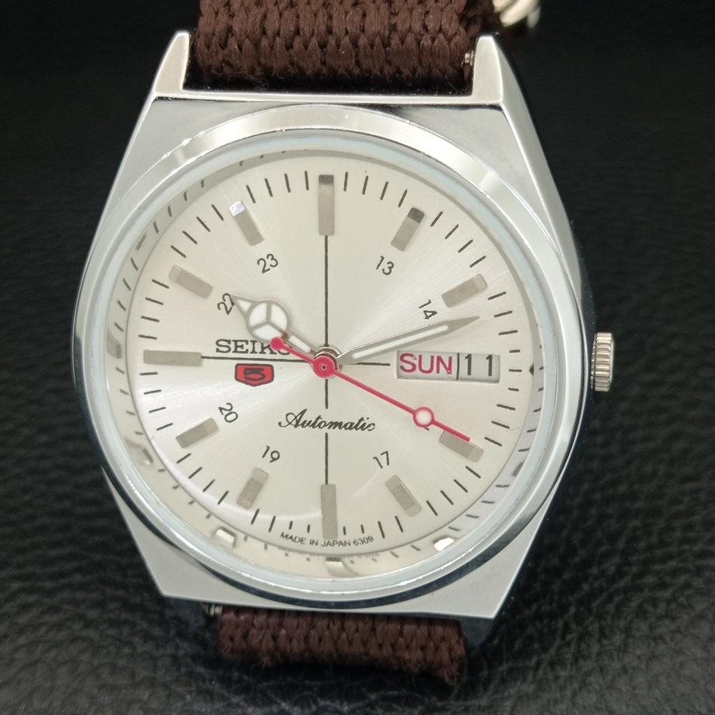 REFURBISHED SEIKO 5 AUTOMATIC 6309A JAPAN MENS VINTAGE SILVER WATCH a442884-1