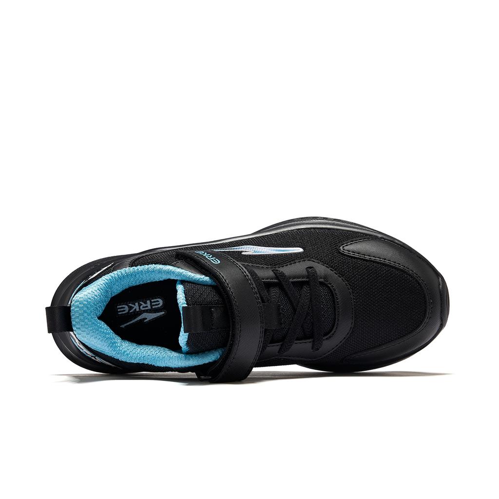 Erke Childrens Mingao 2 Mesh Version Fitness Test Low-Top Running Shoes Kids sneaker Black Digital-Blue 65124303070-012