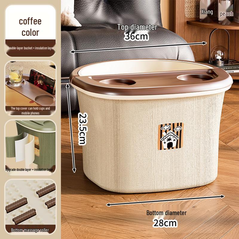 Portable Thickened Foot Bath Bucket with Handle - Calf-Length Foot Washing Tub