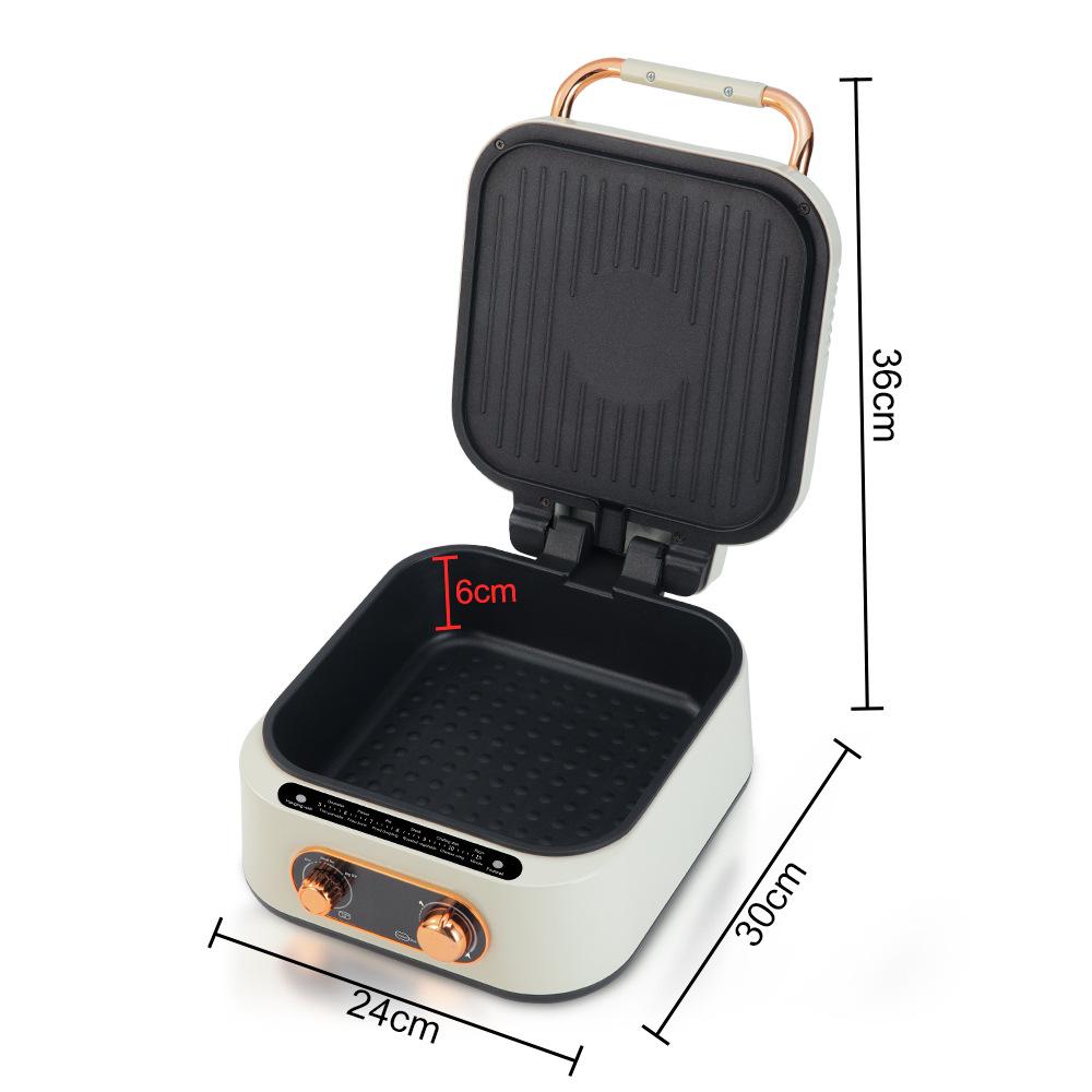 Panela elétrica multifuncional, panela elétrica para grelhar, churrasqueira elétrica doméstica e panela tudo-em-um shabu-shabu, frigideira e assadeira