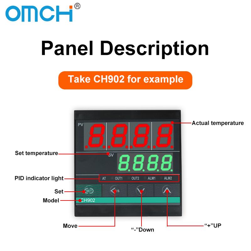 OMCH CH102 CH-B Series CH402 CH502 CH702 CH902 Digital PID Temperature Controller 0-1300℃ SSR/Relay Dual Output K-type Input