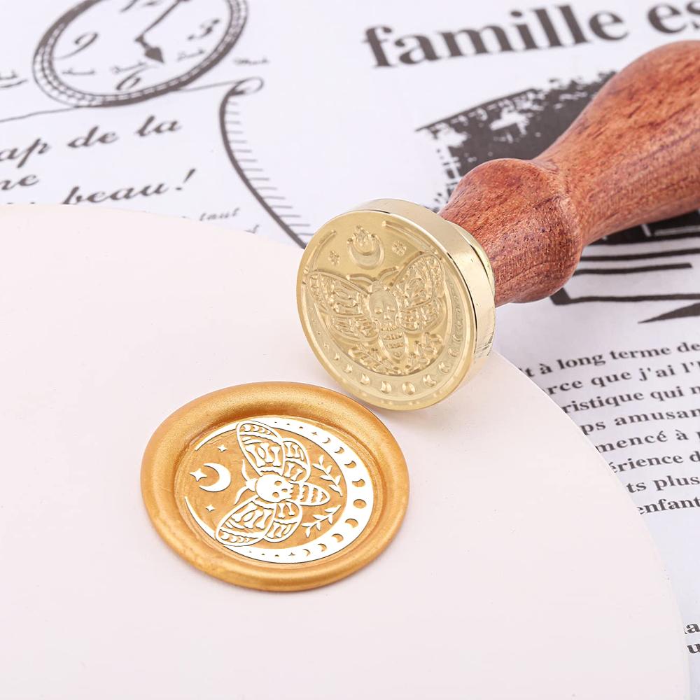 Moon Series Wax Seal Stamp Moon Phase Snake Triple Moon Replaceable Sealing Wax Stamp 25mm Brass Head for Halloween Invitations