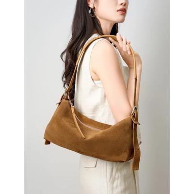 Women's Suede Leather Crossbody Bag Light Luxury Commuting Shoulder Handbag High-End Niche Armpit Bag