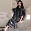 Pajamas Women's Pajamas Skirts Summer Summer Cotton Short Sleeves Thin Long Stripes Casual Wear Loungewear