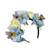 Fabric Flower Headband for Music Festival with Butterfly Decors Music Festival Accessory Hairhoop Wedding Bride Headwear