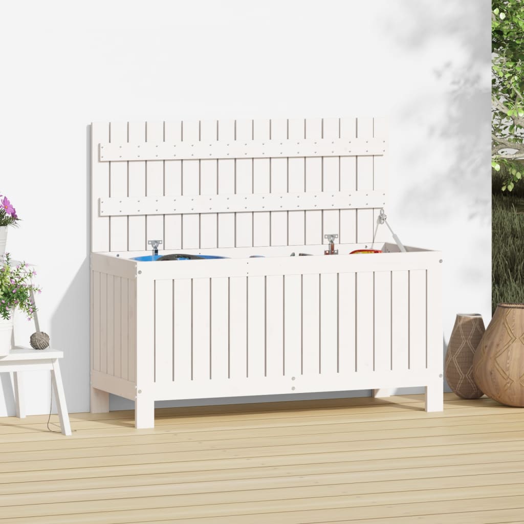 Garden Chest White 108 x 42.5 x 54 cm Solid Pine Wood