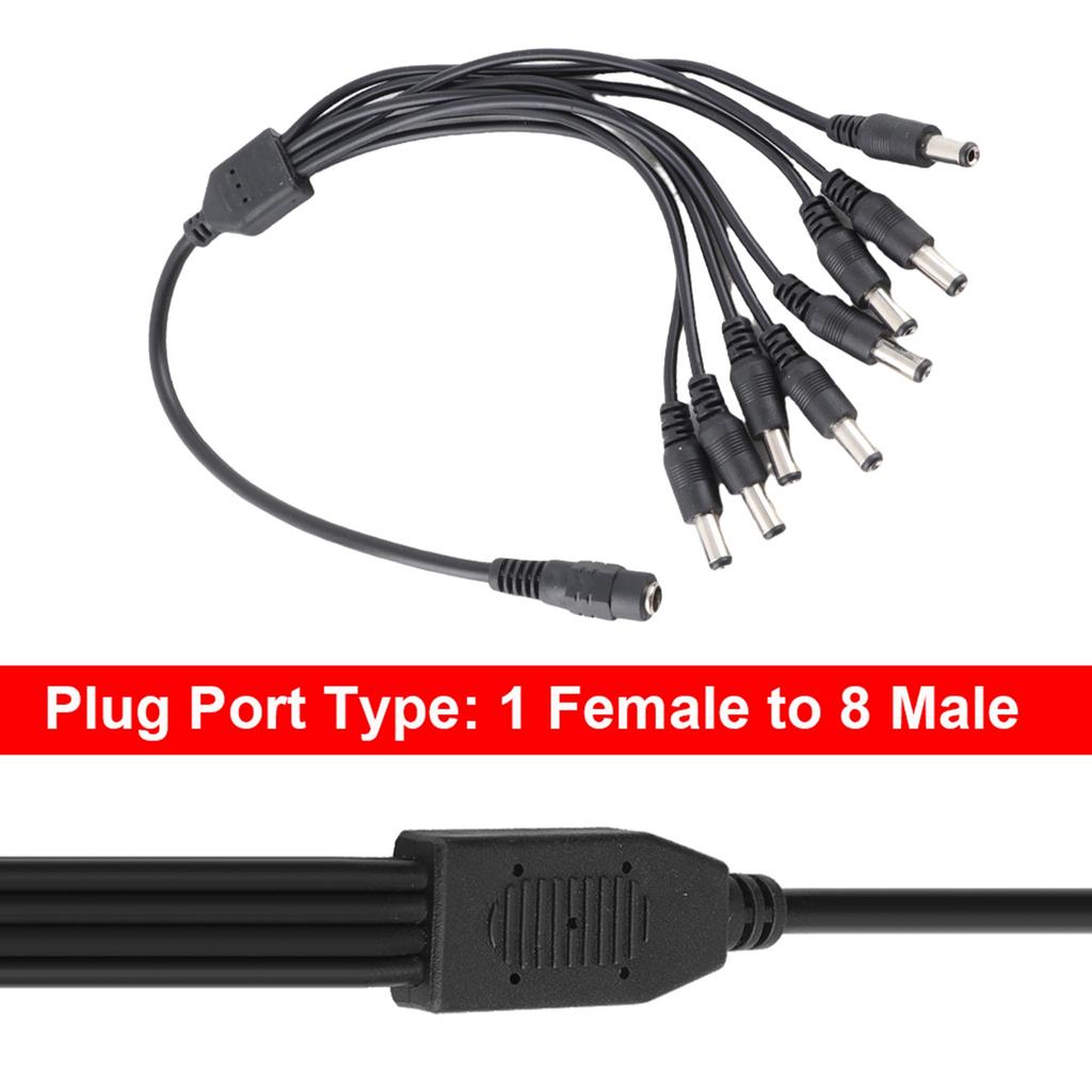 5.5x2.1mm 1 Female to 8 Male Power Cord Splitter Adapter Cable Extension for CCTV Camera