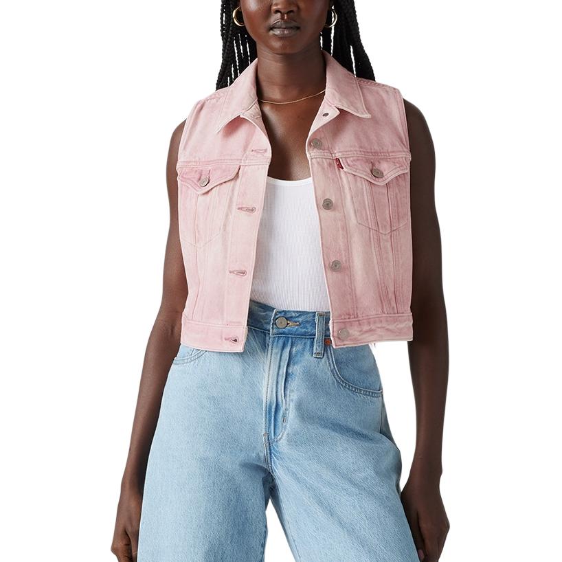 Levis SS25 Casual Slim Fit Short Denim Vest Women Vests Pink A7437-0005