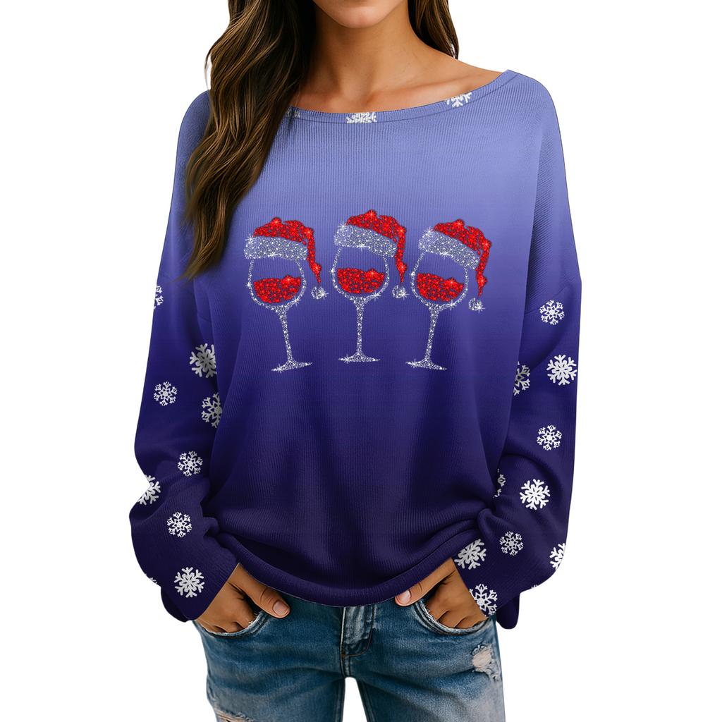 Womens Fall Sweaters Long Sleeve Print Tops Pullover Sweaters Loose Dressy Casual Basic Clothes