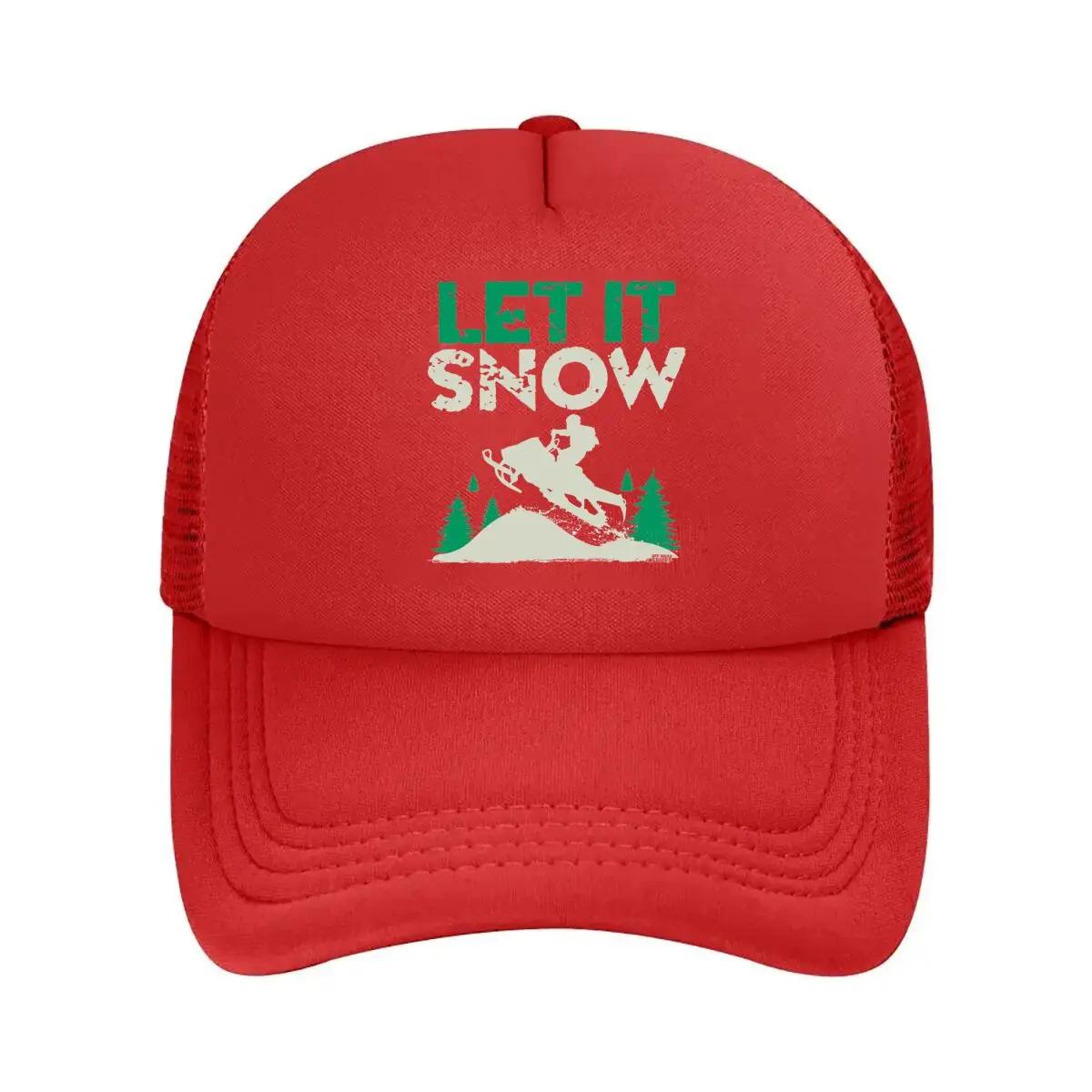 Let It Snow Festive Inspired Winter Holiday Design Mesh Baseball Cap One Size