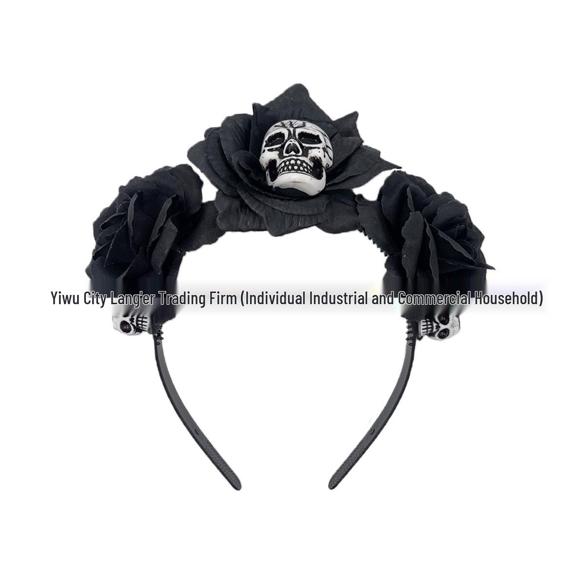 Halloween Horror Skull Hair Clip: Dark Flower Headwear for COSplay & Day of the Dead One Size