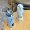 Cartoon Cat Stainless Steel Vacuum Flask with Straw Portable Kids Thermos Mug Travel Thermal Water Bottle Tumbler