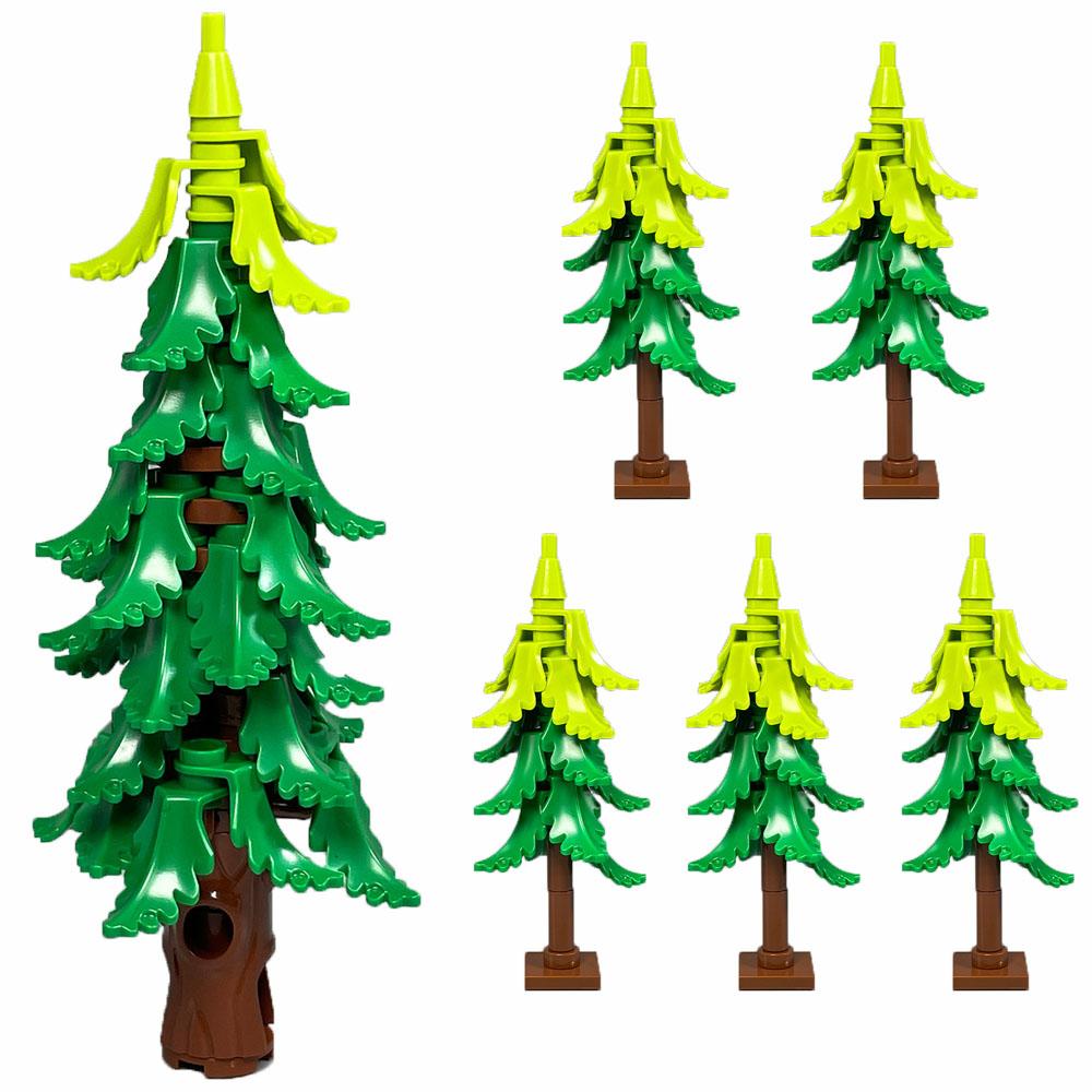 MOC Pflanzen- und Baumteile: Grünes Gras, Kiefern, Blattblumen & Stadtbausteine Zubehör - Bauklötze Set