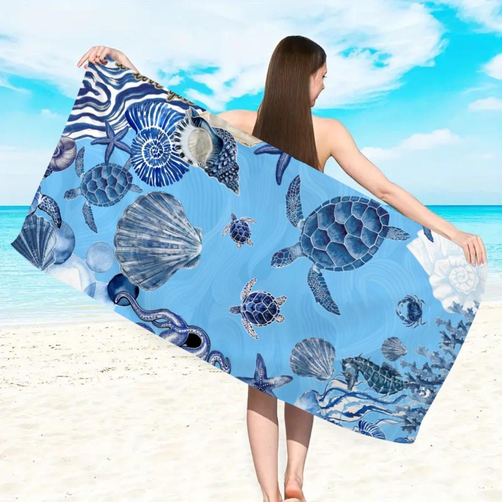 Blue Butterfly Heart Beach Towel Polyester Quick Dry Bath Towels Summer Vacation Swimming Pool Travel Sandproof Blanket Mat
