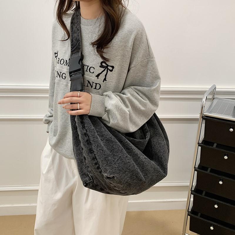 Vintage Tote Bag Women's Denim Bag Lightweight Large Capacity Shoulder Crossbody Bag