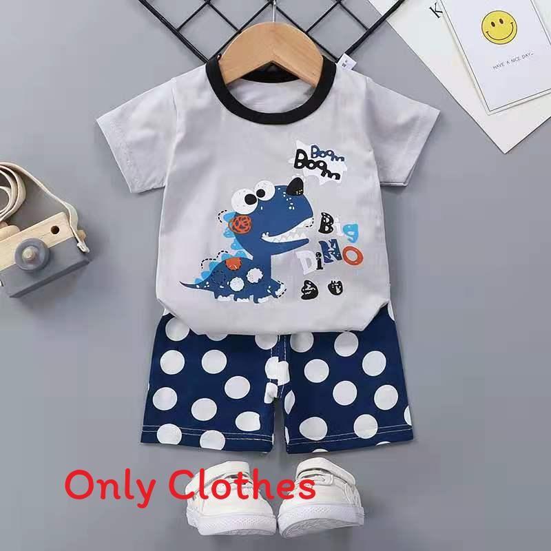 Baby Cartoon T Shirt Shorts Set With Cotton Fabric For Kids Ages 3 To 8