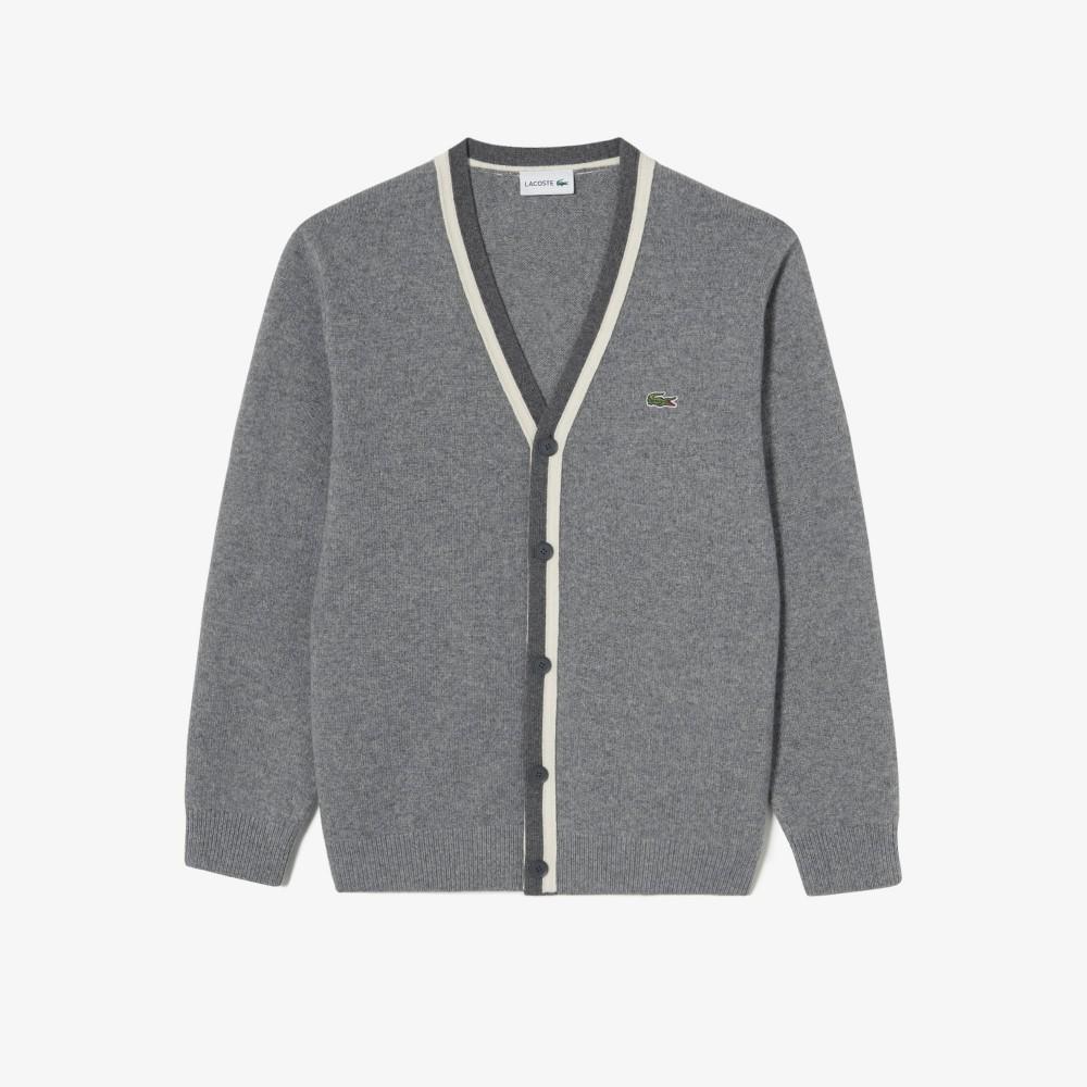 [Lacoste] Men's V-Neck Wool Cardigan AH660E-55NCCA