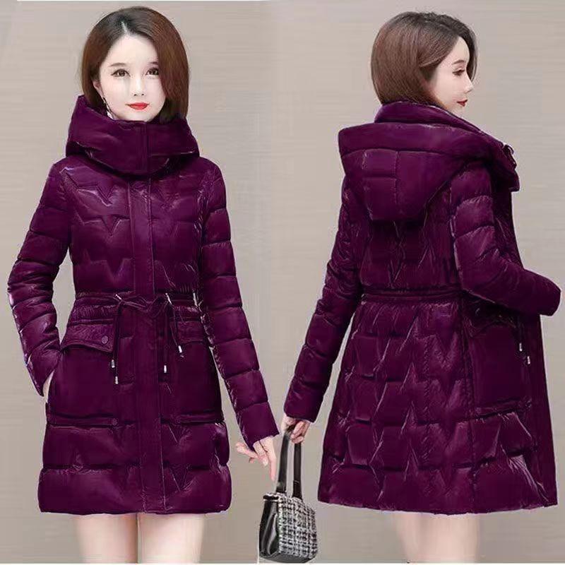 Shiny Down Cotton Coat Women Korean Winter Thick Warm Long Hooded Parkas Female Casual Windproof Jackets Ladies Outerwe