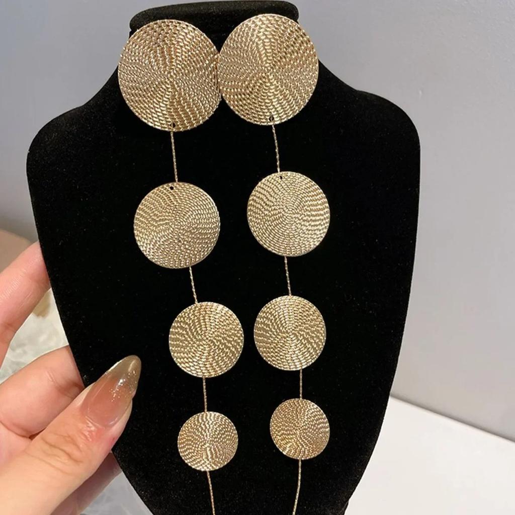 Vintage Europe USA Bohemian Fashion Round Piece Tassel Earrings Ladies Long Paragraph Design  Holiday Accessories Gift