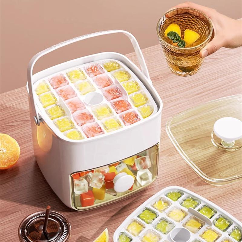 48 Fächer Würfel Eiswürfelmaschine Leichtes Entnehmen Heim Eiswürfelform mit Einhandbedienung Doppelschichtig Tragbar Haushalts Eiswürfelherstellungswerkzeuge