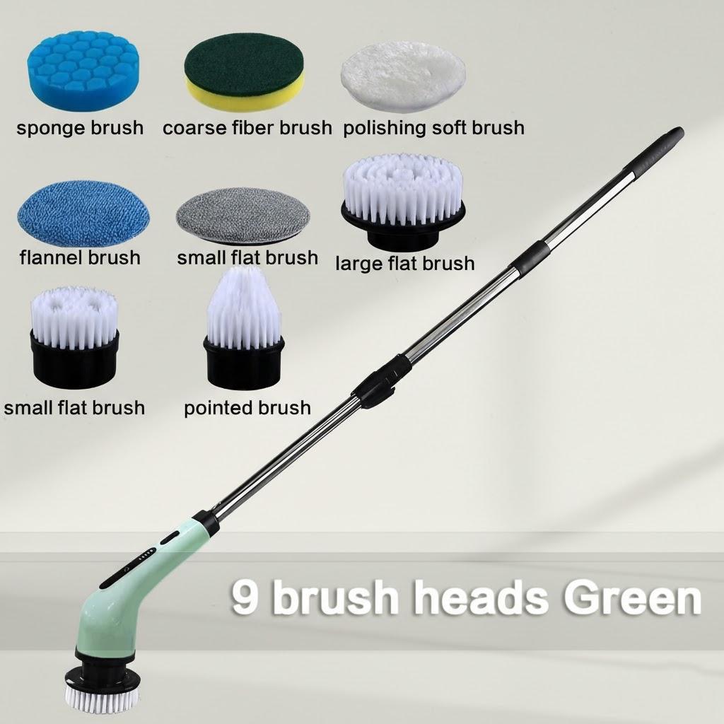 Rechargeable Electric Scrubber 3 9 Heads Powerful Motor Metal Gears Extendable Rod for Bath Kitchen Car Multi-Use