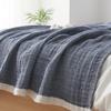 Atokazo Gauze Summer Towel Air Conditioning Summer Gauze Nap 140 X 190 Navy Blanket, Single, Use, 4-Ply Gauze, 100% Cotton, Blanket, Lightweight,
