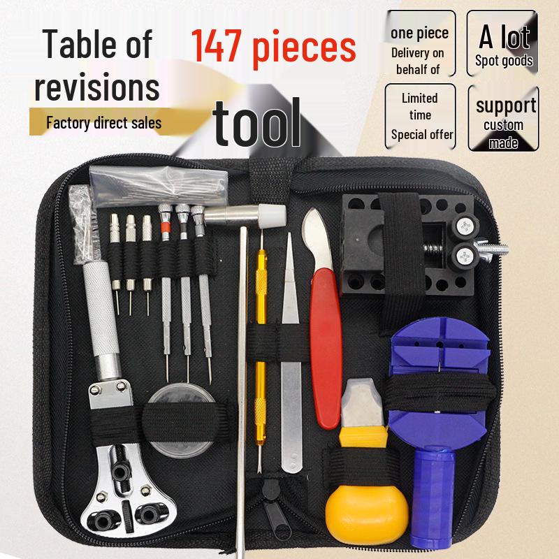 147-Piece Watch Repair Tool Set with Opener and Tool Bag