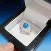 Delicate Blue White Stone Zircon Engagement Silver Color Round Rings Hollow Party Anniversary Wedding Rings for Women