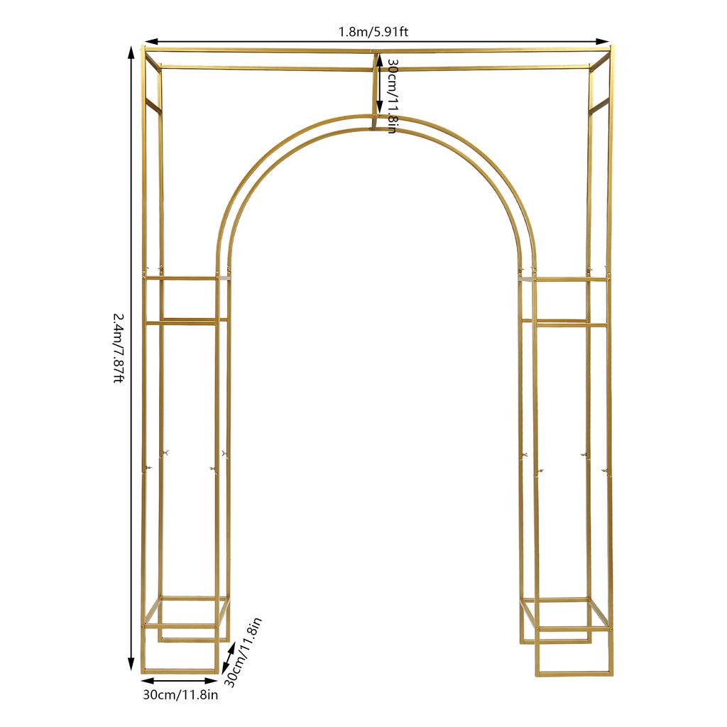 Gold Wedding Arch Stand Carbon Steel Backdrop Heavy Duty 44lb Load for Wedding Party Garden Decor