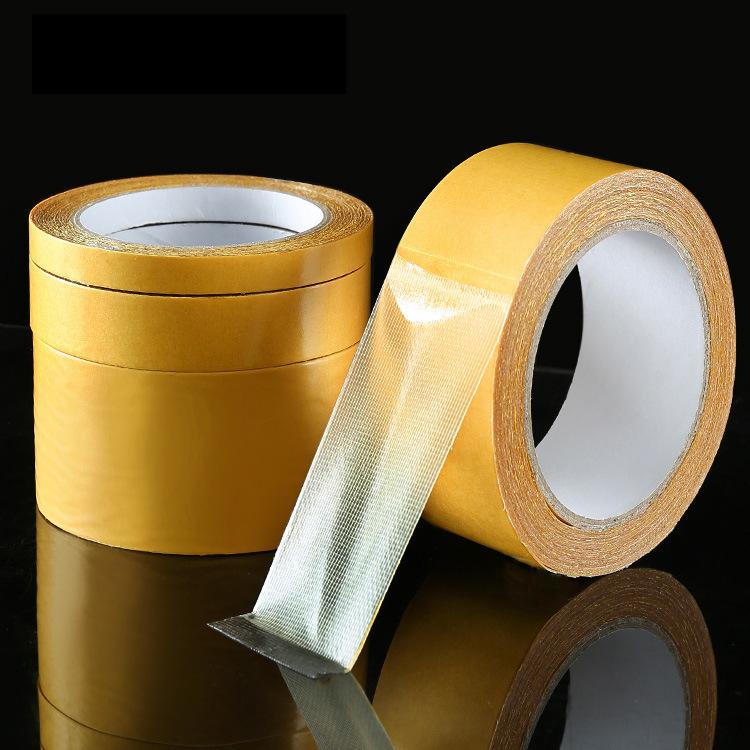Strong Cloth Double Sided Tape Yellow High Viscosity Wide Carpet Double Sided Tape Transparent Mesh Fiberglass Tape
