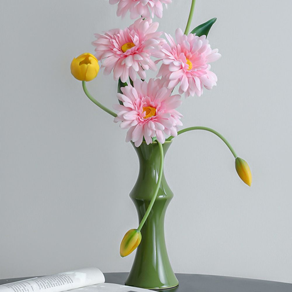 Ceramic Flower Vase Vintage Flower Holder Desktop Ornament Hydroponic Flower Planter Dining Table