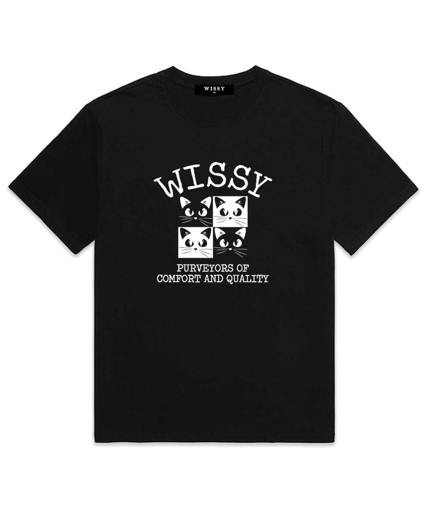 Wissi Tetragon Cat Short Sleeve T-Shirt (Ws003) Black