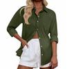 Women's Casual Color Tops Long Sleeve Button Loose Breathable Shirt
