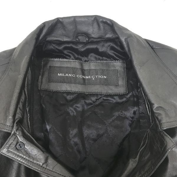 MILANO CONNECTION / Cowhide Leather Coat / Outerwear [Men's L / Black] Quilted Lining / Flap Pockets(USED)