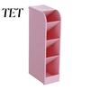 Art Tool Storage Slanted Pen Holder with 5 Compartments, Plastic Stationery Organizer, Box Macaron Colors Space Saving Pencil Cup for Office