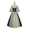 Medieval Retro Contrasting Color Slim-fitting Skirt Flying Sleeves Big Swing Skirt One-word Shoulder Dress Women's Clothing Performance