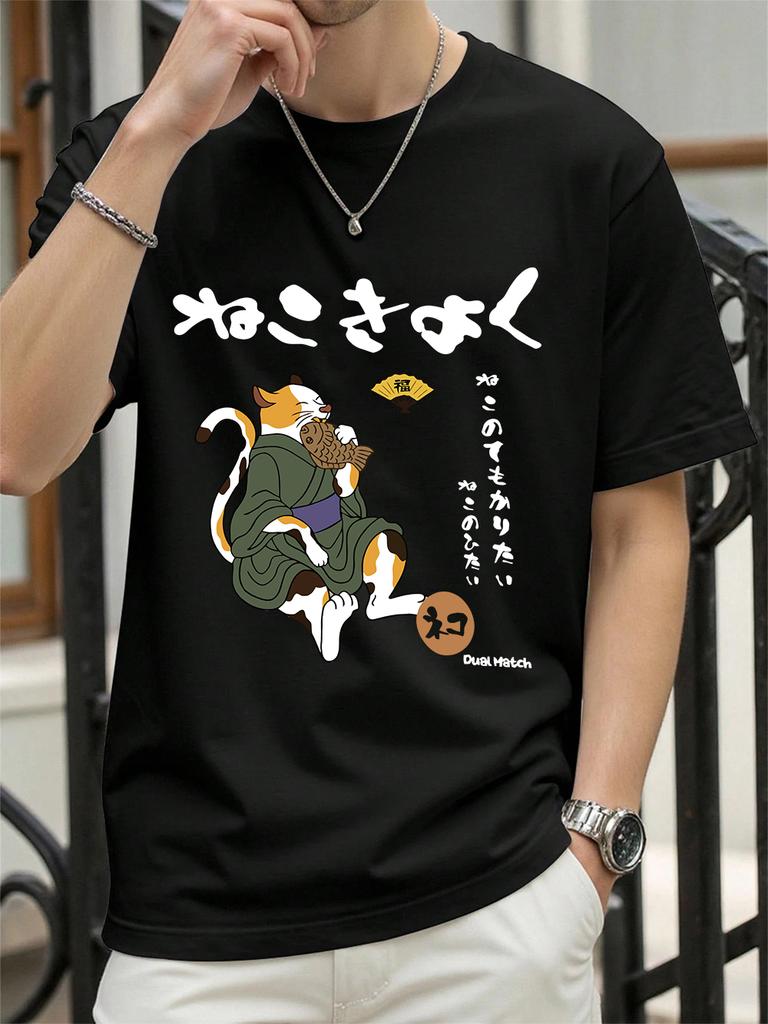 Original Japanese Retro Cat Printed TShirts Womens Summer Cotton Tops ONeck Soft Loose Short Sleeve T Shirt Casual Clothes
