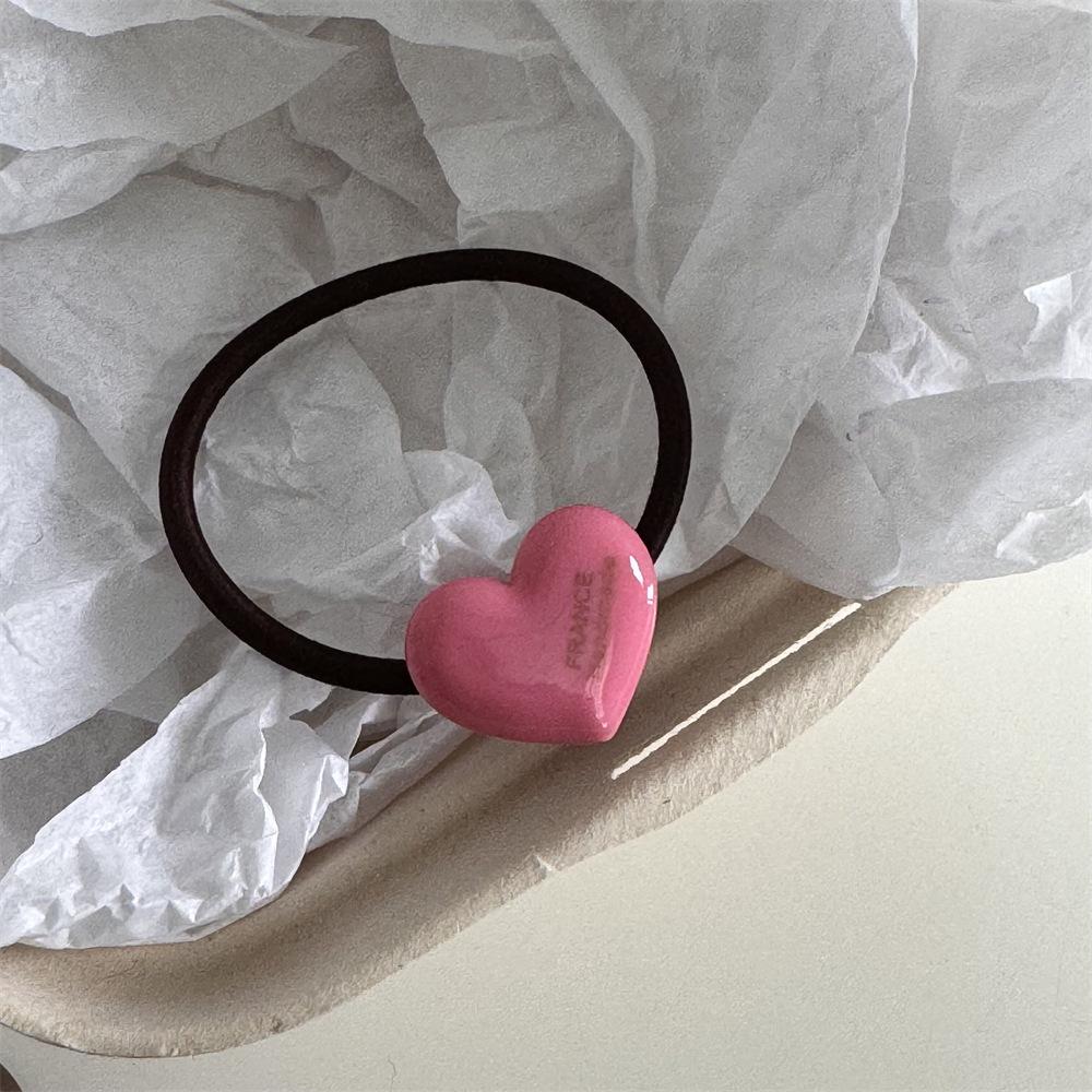 Gold Label Heart-Shaped Acetate Candy Color Hair Tie - High Elasticity, Cute High Ponytail Rubber Band