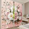 Set Of 2 Floral Curtain Delicate Pink Bouquet Spring Nature Blossoms Romantic Design Suitable Living Room Bedroom Kitchen Polyester Ideal For