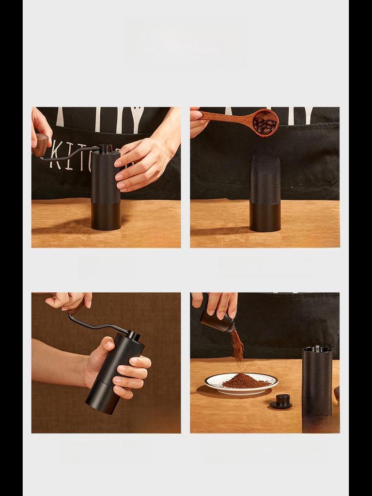 Hand-Crank Coffee Grinder with CNC Titanium-Plated Core for Italian Brews