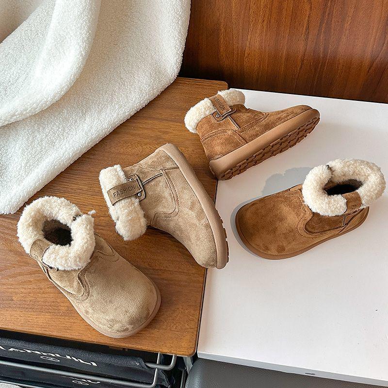 Warme Baumwoll-Kamel-Schneestiefel für Babys und Mädchen - Winter 2025 Edition mit zusätzlichem Samtfutter