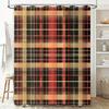 Orange Checkered Shower Curtain Waterproof Fabric Bath Mat Decorative Bathroom Accessories Set Home Supplies