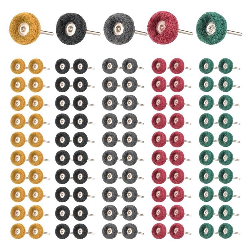A03F-1 Inch Buffing Polishing Wheels, 100 PCS Abrasive Set For Rotary Tool Accessories-1/8 Shank