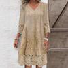 Fashion Summer Dresses Summer  Pattern Lace Splicing Hollowed Out Midi Dress Casual Short Sleeve Dresses Lady Vestido